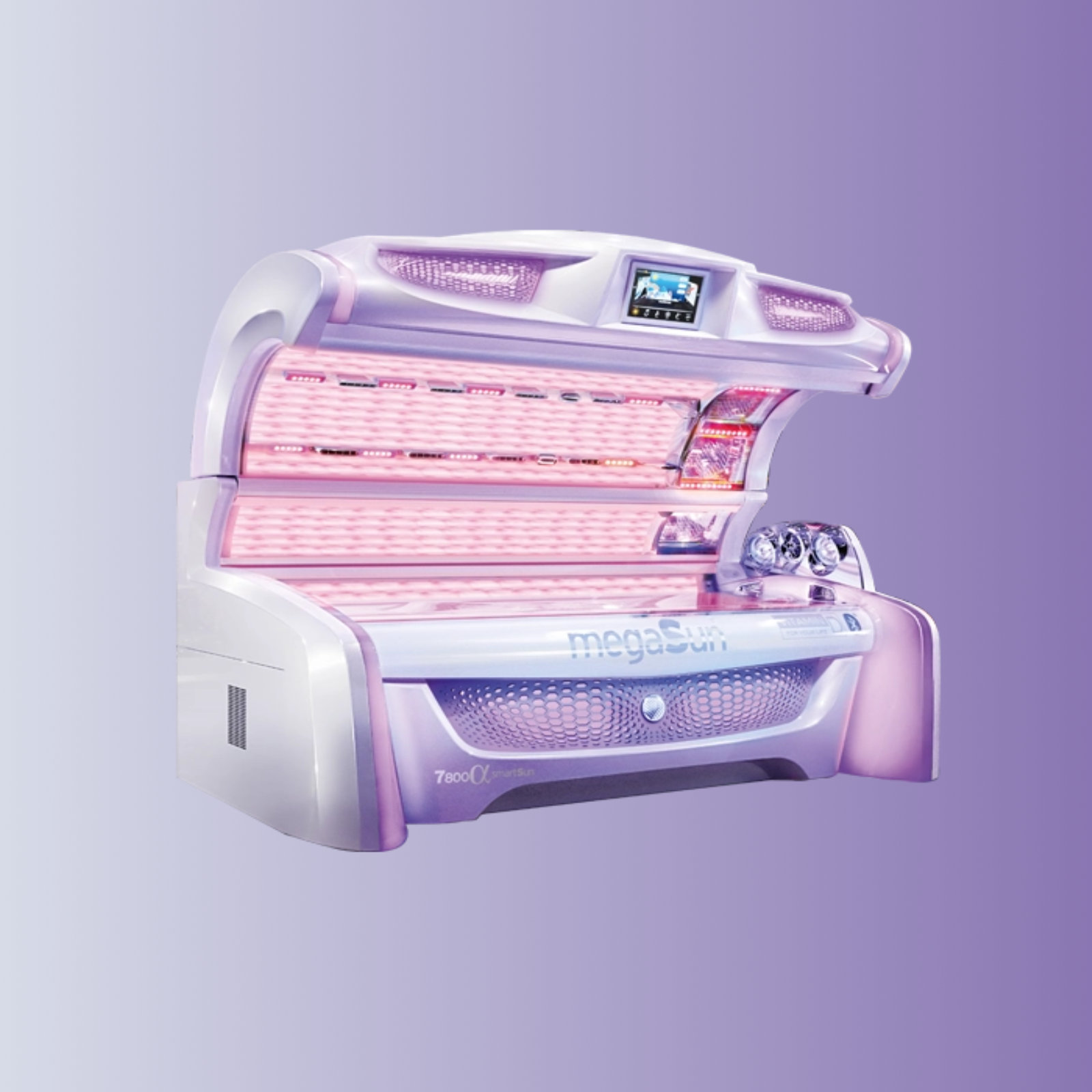MegaSun 7800 tanning bed in a calm studio setting.